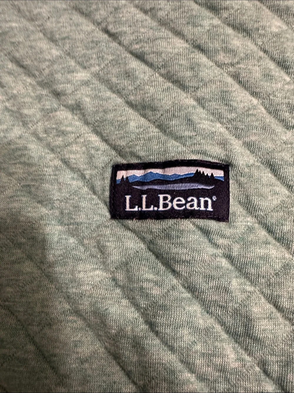 L.L. Bean Quilted Crewneck Pullover Sweater in Light Blue